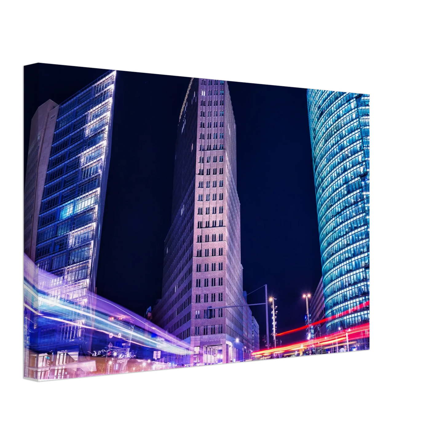 Stimmungsvolle Wandkunst für stilvolle Räume. Berlin bei Nacht Canvas Art Print – Premium Textured Wandbild: zeitlos und harmonisch. Schlicht, elegant und wirkungsvoll.