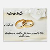 Einzigartige Erinnerung an einen besonderen Tag. Personalisiertes Geschenk zur Hochzeit – Kunstdruck auf Leinwand für Ihr Zuhause: symbolisiert Liebe und Zusammenhalt. Ideal für frisch Vermählte und verliebte Paare.