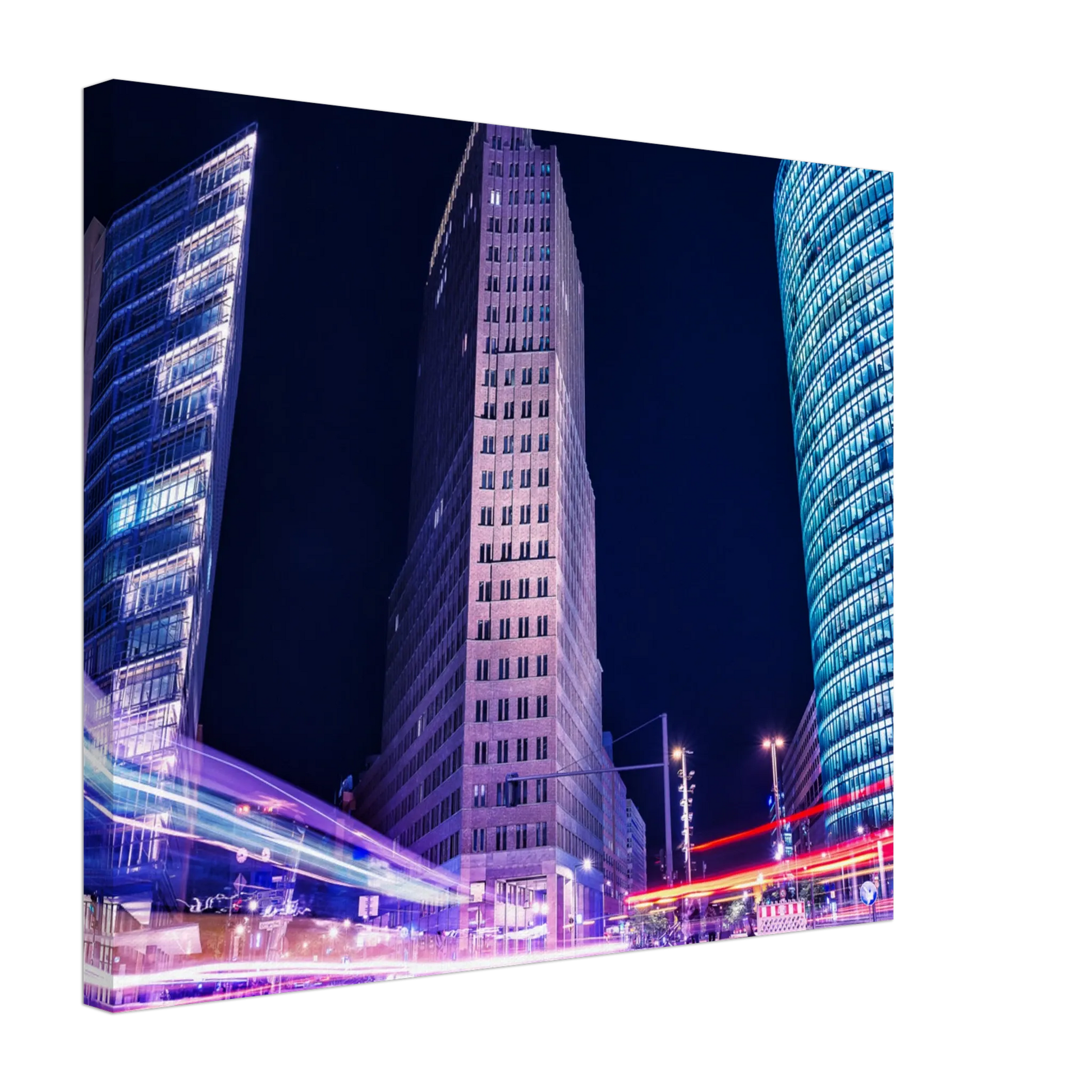 Stimmungsvolle Wandkunst für stilvolle Räume. Berlin bei Nacht Canvas Art Print – Premium Textured Wandbild: für stilvolle Raumgestaltung. Eine besondere Bereicherung für jeden Raum.