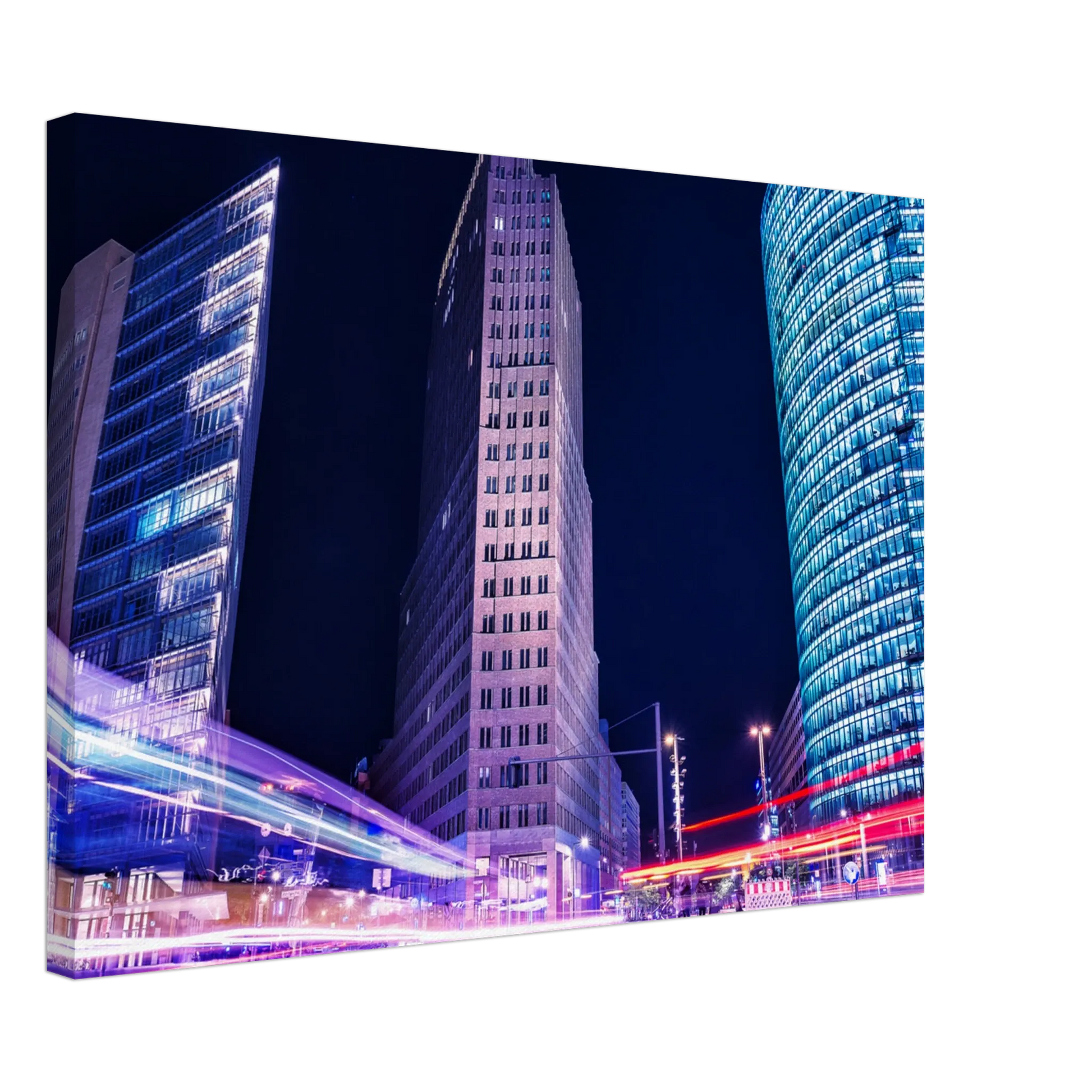 Dekoration mit Charakter. Berlin bei Nacht Canvas Art Print – Premium Textured Wandbild: für stilvolle Raumgestaltung. Eine besondere Bereicherung für jeden Raum.