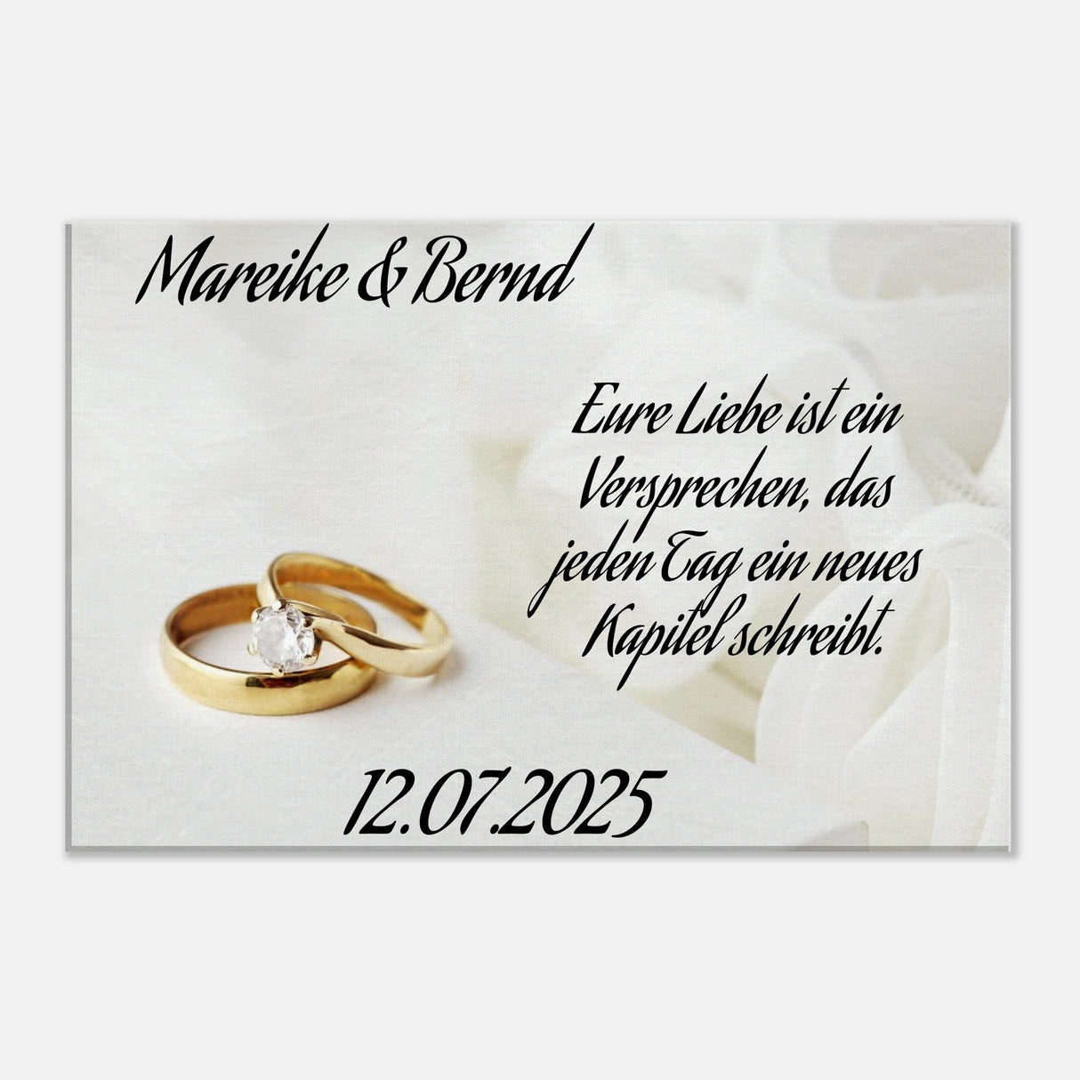 Romantische Dekoration mit emotionaler Tiefe. Personalisierte Hochzeits-Leinwand – Zeitloser Kunstdruck: ideal als persönliches Geschenk. Ein bleibendes Andenken an einen einmaligen Tag.
