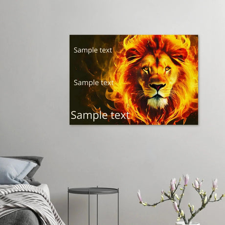 Stimmungsvolle Wandkunst für stilvolle Räume. Löwenkopf auf Birkenholzplatte – Gestalte personalisierte Leinwandbilder: für stilvolle Raumgestaltung. Schlicht, elegant und wirkungsvoll.