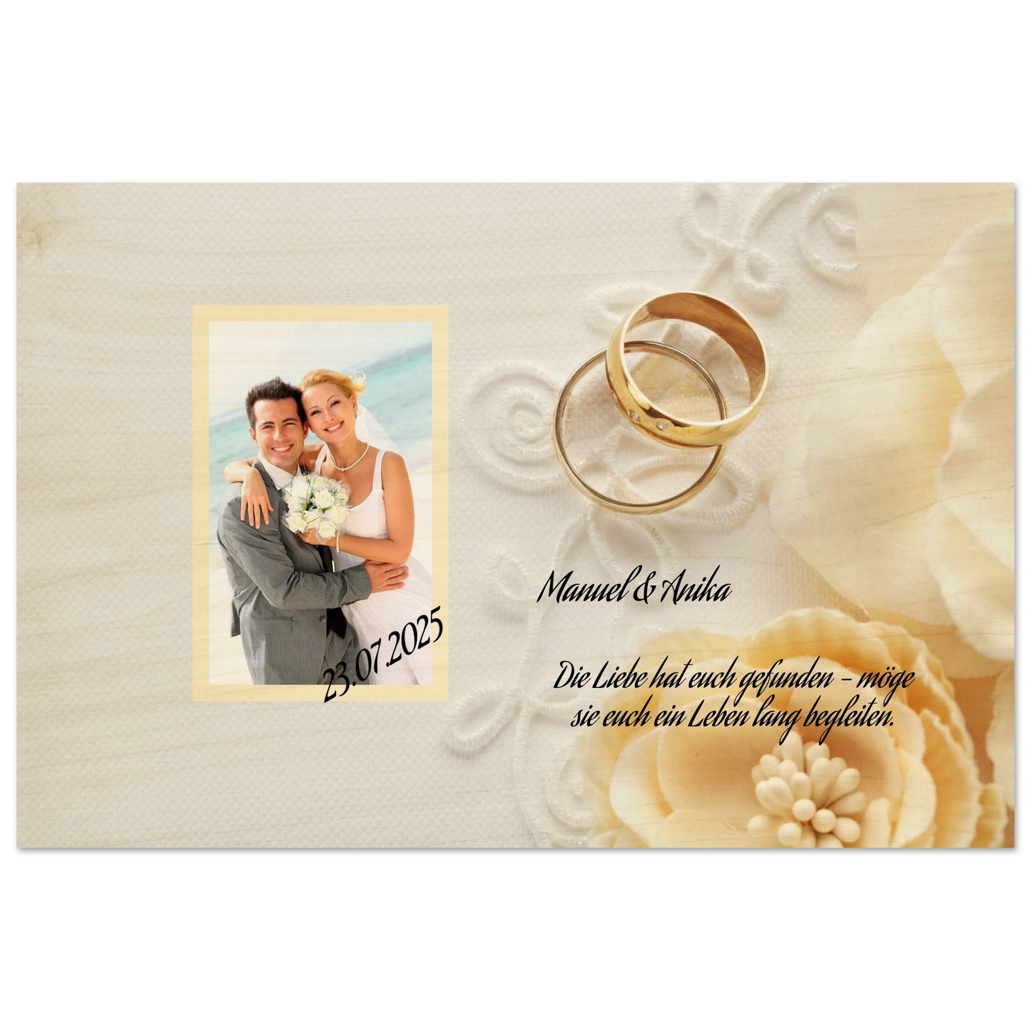 Festgehaltene Gefühle zur Hochzeit. Persönliches Geschenk zur Hochzeit Holzdruck in 2 Stärken: inspiriert durch echte Emotionen. Ideal für frisch Vermählte und verliebte Paare.