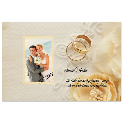 Festgehaltene Gefühle zur Hochzeit. Persönliches Geschenk zur Hochzeit Holzdruck in 2 Stärken: inspiriert durch echte Emotionen. Ideal für frisch Vermählte und verliebte Paare.