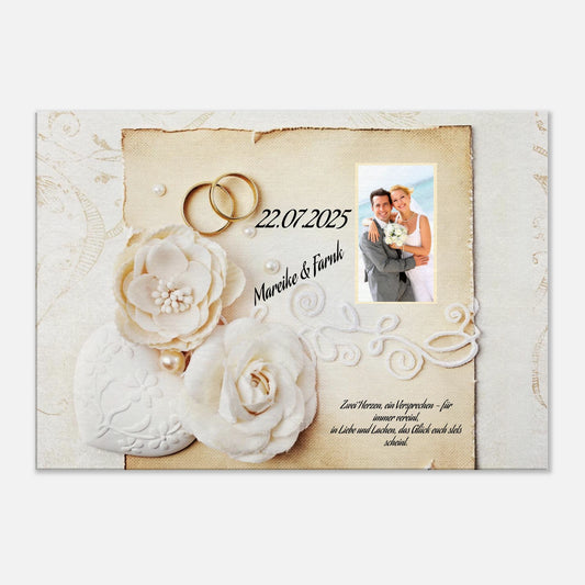 Perfektes Geschenk zur Hochzeit. Geschenk zur Hochzeit - personalisierte Leinwand: ideal als persönliches Geschenk. Eine besondere Geste mit Bedeutung.