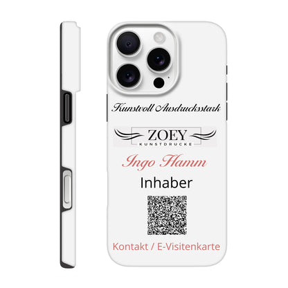 Dekoration mit Charakter. Hartschalen Phone Case für iPhone – QR-Code Visitenkarte: zeitlos und harmonisch. Schlicht, elegant und wirkungsvoll.