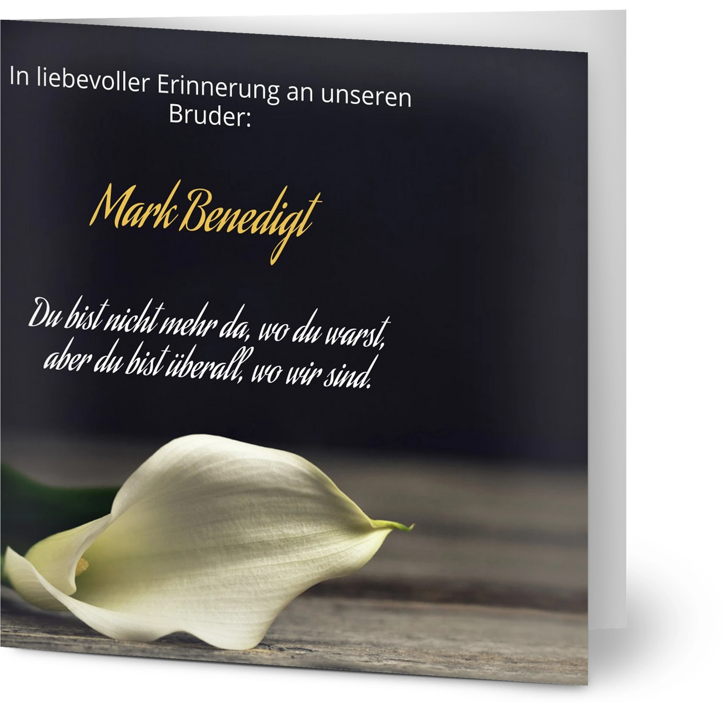 Stimmungsvolle Wandkunst für stilvolle Räume. Trauerspruch Bruder- Dankeskarte handgemacht als Kunstdruck: passt in jedes Ambiente. Eine besondere Bereicherung für jeden Raum.