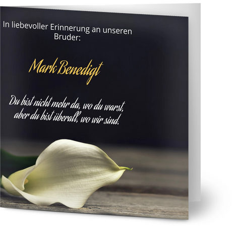 Dekoration mit Charakter. Trauerspruch Bruder- Dankeskarte handgemacht als Kunstdruck: zeitlos und harmonisch. Eine besondere Bereicherung für jeden Raum.
