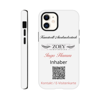 Dekoration mit Charakter. Hartschalen Phone Case für iPhone – QR-Code Visitenkarte: passt in jedes Ambiente. Eine besondere Bereicherung für jeden Raum.