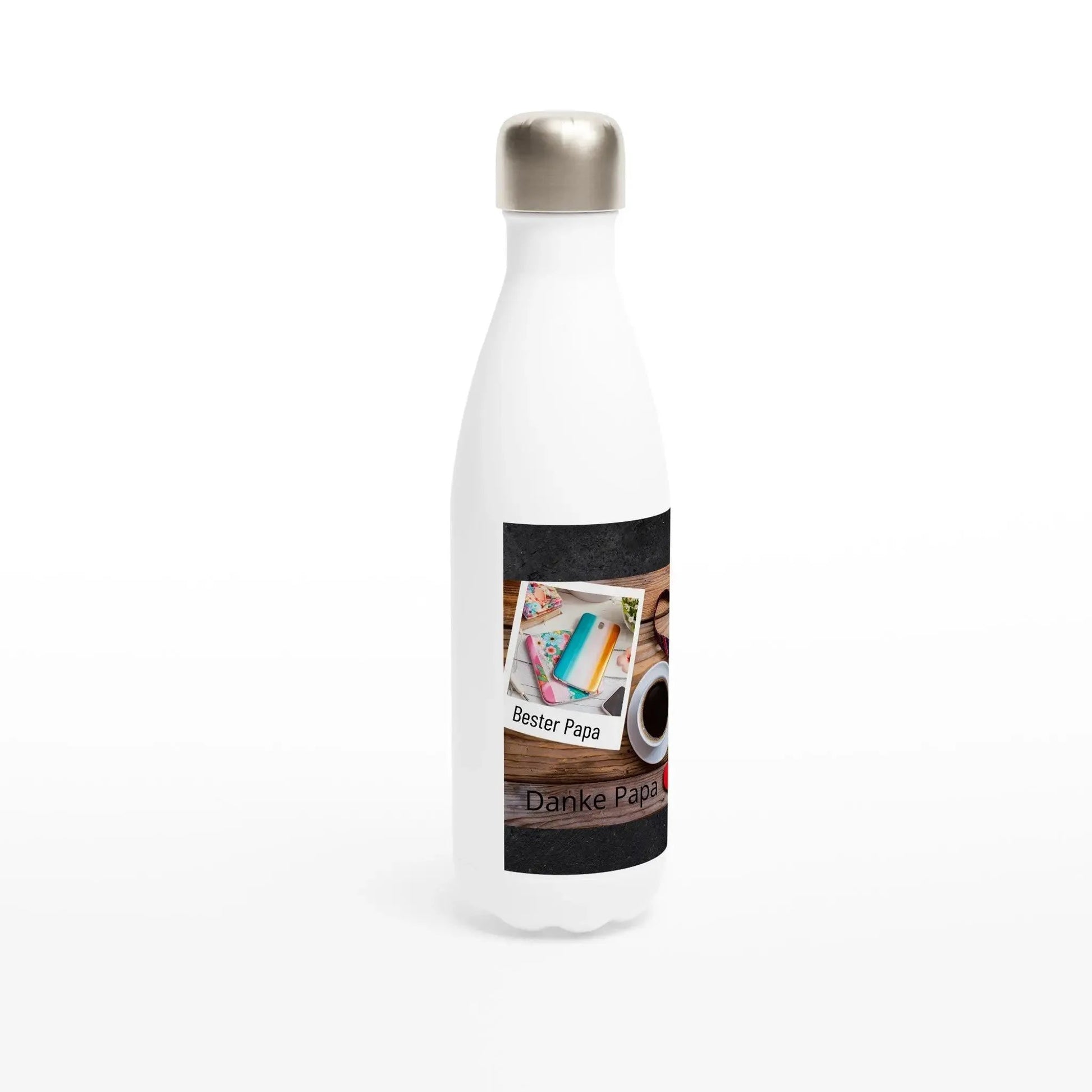 Leicht anzubringen und langlebig, perfekte kombination aus ästhetik und funktion, kunstvoll gestaltete dekoration, white 17oz stainless steel water bottle, zeitlos und elegant, emotionale Erinnerung, nachhaltig produziert.