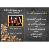 Stimmungsvolle Wandkunst für stilvolle Räume. Trauerspruch schwester- Dankeskarte handgemacht als Kunstdruck: zeitlos und harmonisch. Schlicht, elegant und wirkungsvoll.