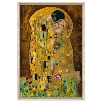 Dekoration mit Charakter. Gustav Klimt Der Kuss - Gerahmte Leinwand 70x100 cm: zeitlos und harmonisch. Schlicht, elegant und wirkungsvoll.