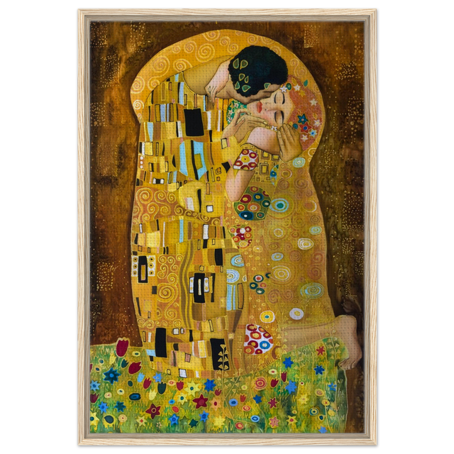 Dekoration mit Charakter. Gustav Klimt Der Kuss - Gerahmte Leinwand 70x100 cm: zeitlos und harmonisch. Eine besondere Bereicherung für jeden Raum.