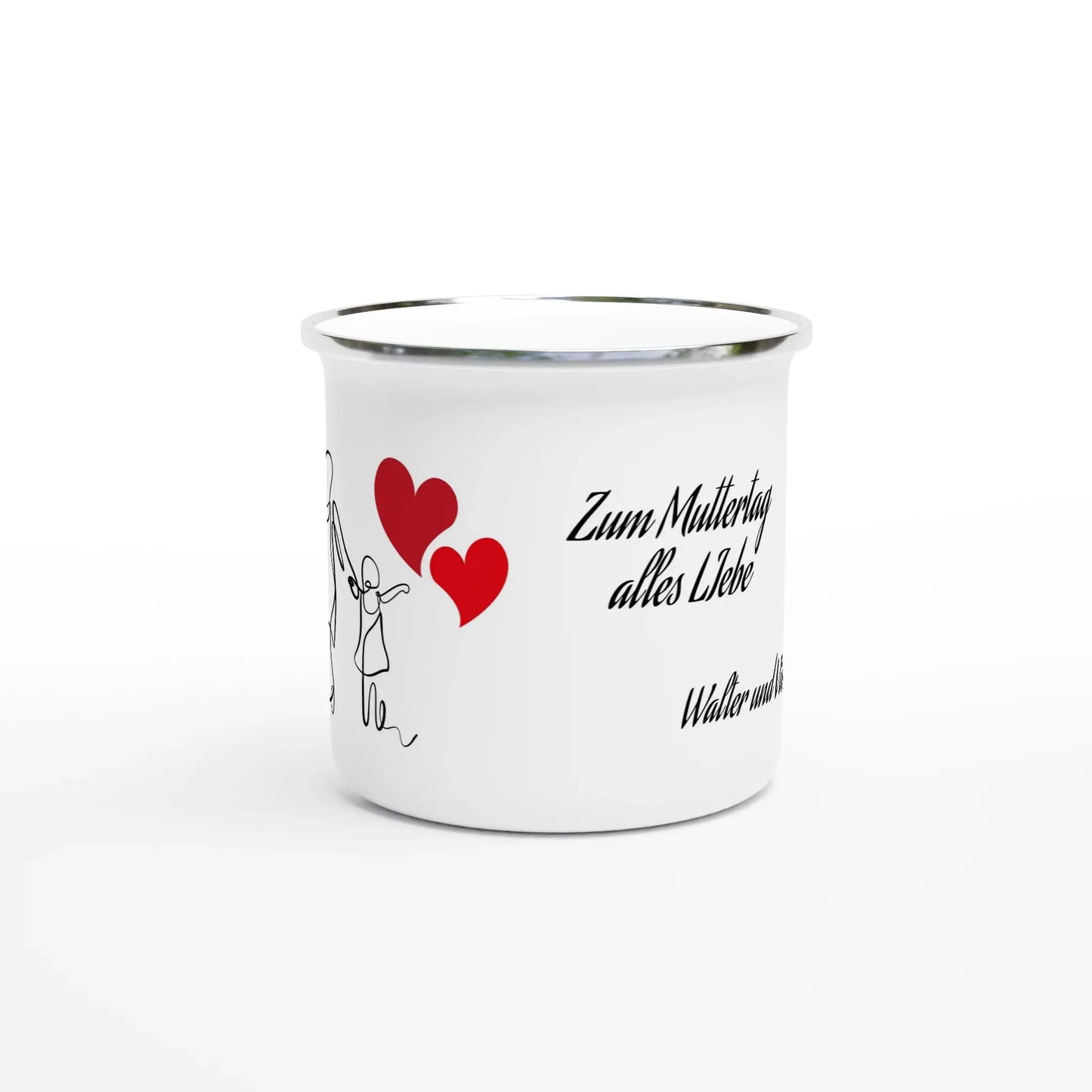 Weiße Emaille-Tasse zum Muttertag personalisieren 💕 - Zoey Kunstdrucke