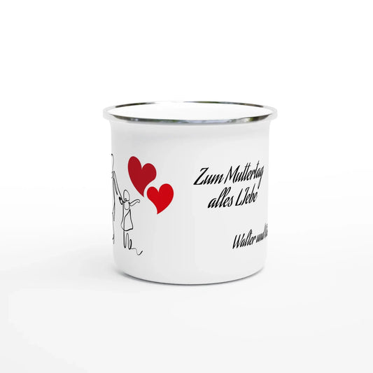Weiße Emaille-Tasse zum Muttertag personalisieren 💕 - Zoey Kunstdrucke