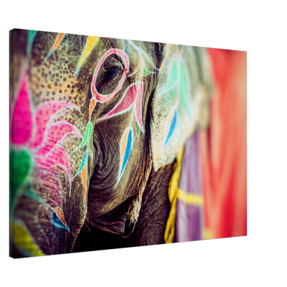 Ein Ausdruck moderner Ästhetik. Leinwandbild Kunstdruck Bunter Elefant 70x100 cm / 28x40″: für stilvolle Raumgestaltung. Schlicht, elegant und wirkungsvoll.