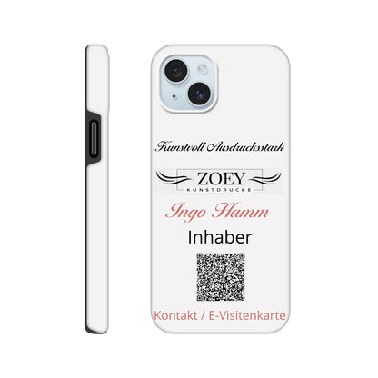 Ein Ausdruck moderner Ästhetik. Hartschalen Phone Case für iPhone – QR-Code Visitenkarte: passt in jedes Ambiente. Eine besondere Bereicherung für jeden Raum.
