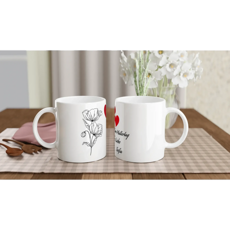 Dekoration mit Charakter. Weiße Keramiktasse - personalisiertes Geschenk: für stilvolle Raumgestaltung. Schlicht, elegant und wirkungsvoll.