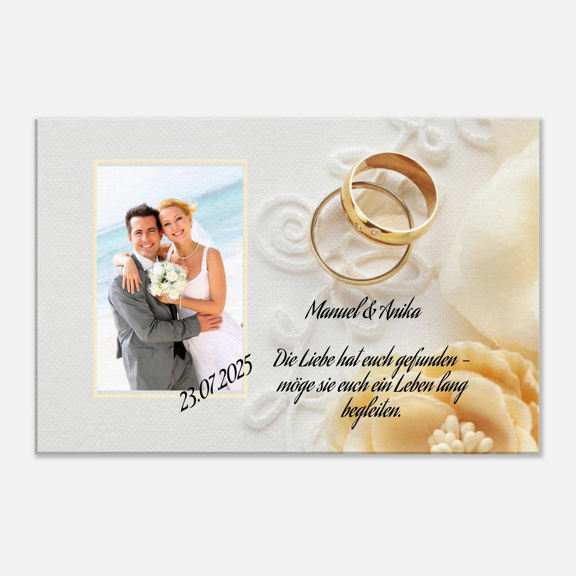 Stimmungsvolle Wandkunst für stilvolle Räume. perfekte Geschenkidee Hochzeit - Leinwanddruck personalisierbar: zeitlos und harmonisch. Schlicht, elegant und wirkungsvoll.