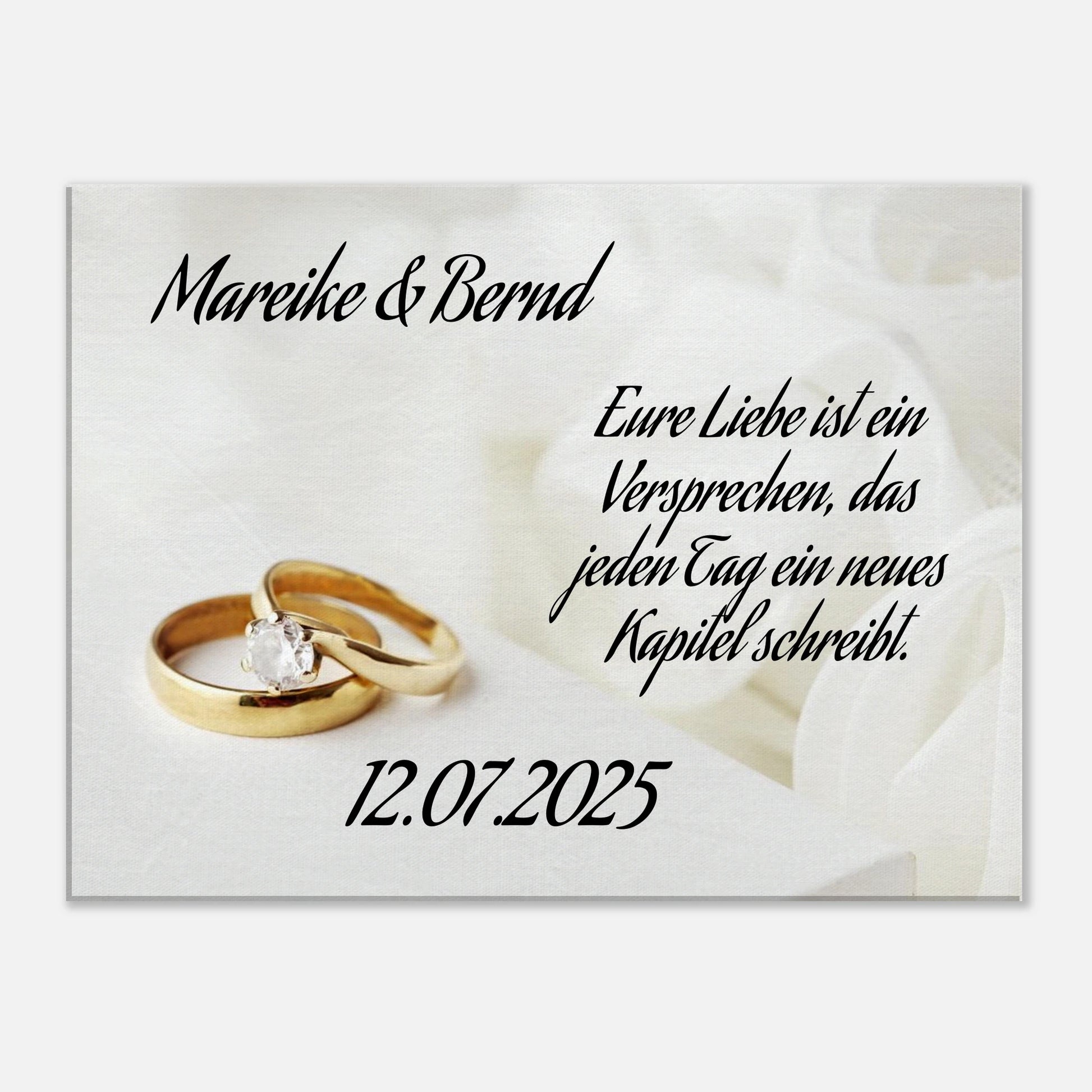 Festgehaltene Gefühle zur Hochzeit. Personalisierte Hochzeits-Leinwand – Zeitloser Kunstdruck: für einen besonderen Platz im Herzen. Eine besondere Geste mit Bedeutung.