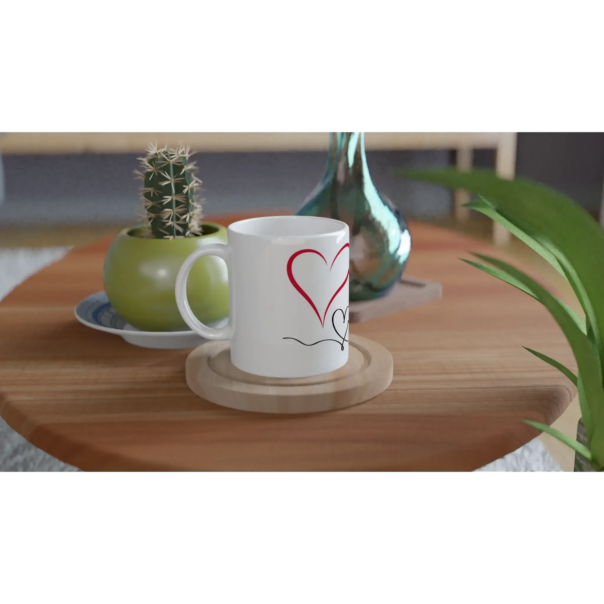 Liebevoll gestaltete personalisierte Tasse. Weiße Keramiktasse 11oz mit Farbe an der Innenseite: ideal für Büro, Homeoffice oder Zuhause. Ein besonderer Genuss für Kaffee- oder Teeliebhaber.