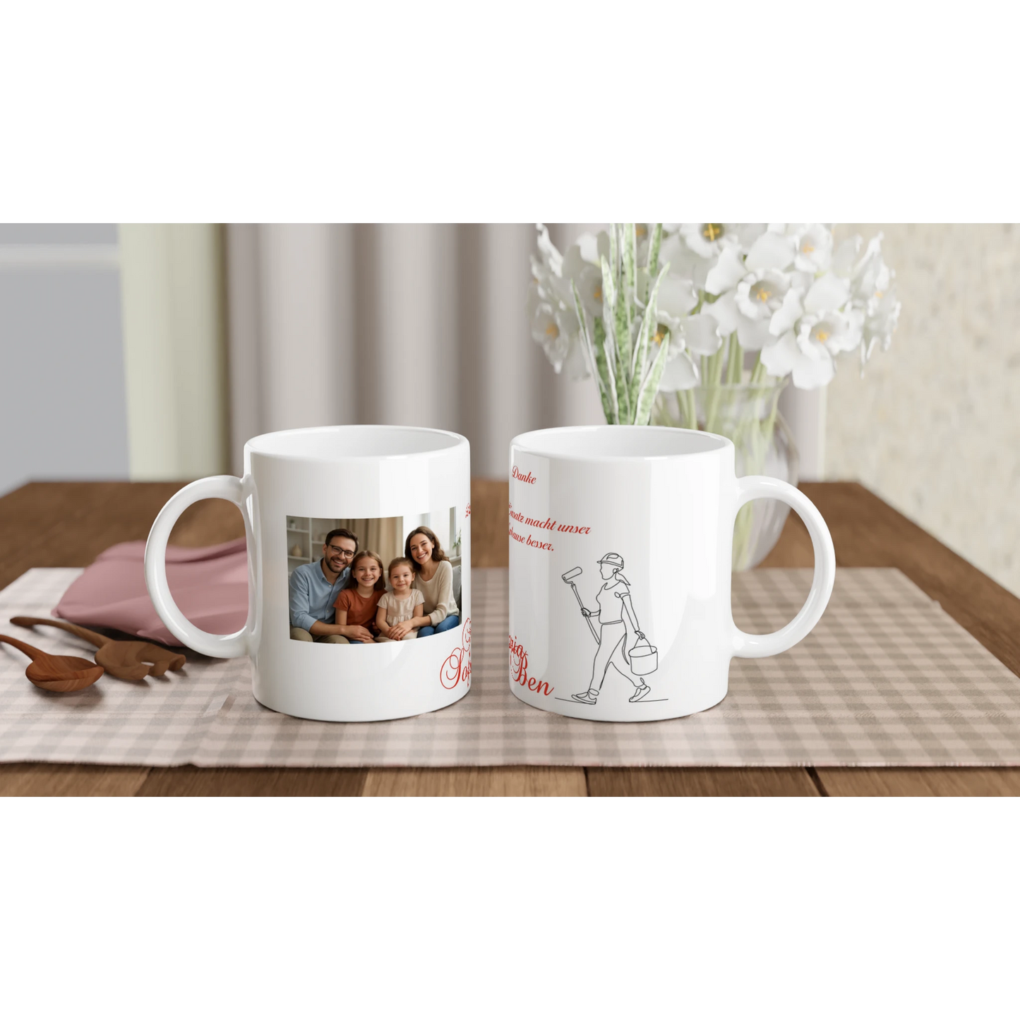 Dekoration mit Charakter. Personalized Cleaning Lady Gift Mug – Custom Ceramic 11oz with Colored Accents: zeitlos und harmonisch. Schlicht, elegant und wirkungsvoll.