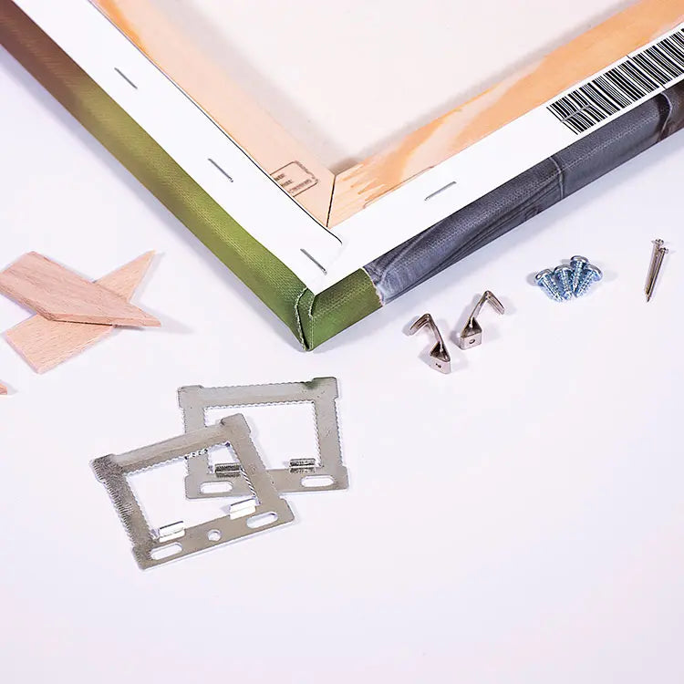 Ein bespannter Kelirahemen mit zubehör zum Aufhänegen. Personalisierte Geschnke oder dein Foto auf Leinwand