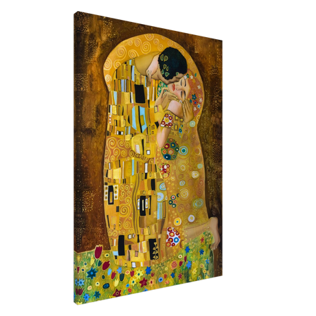 Stimmungsvolle Wandkunst für stilvolle Räume. Gustav Klimt Der Kuss – Leinwanddruck für zeitlose Kunstliebhaber: zeitlos und harmonisch. Eine besondere Bereicherung für jeden Raum.