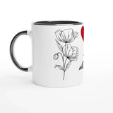 Dekoration mit Charakter. 11oz 312 Ml Tasse mit Blumen und Herzen zum Muttertag: zeitlos und harmonisch. Schlicht, elegant und wirkungsvoll.