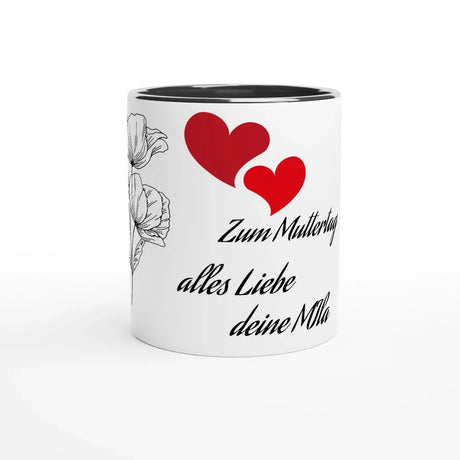 Stimmungsvolle Wandkunst für stilvolle Räume. 11oz 312 Ml Tasse mit Blumen und Herzen zum Muttertag: zeitlos und harmonisch. Schlicht, elegant und wirkungsvoll.