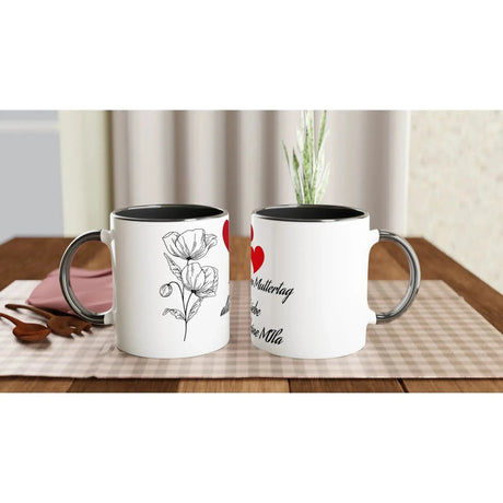 Stimmungsvolle Wandkunst für stilvolle Räume. 11oz 312 Ml Tasse mit Blumen und Herzen zum Muttertag: für stilvolle Raumgestaltung. Eine besondere Bereicherung für jeden Raum.