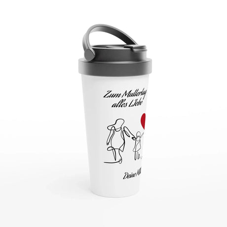 Dekoration mit Charakter. Weißer Edelstahl-Reisebecher (15oz): für stilvolle Raumgestaltung. Schlicht, elegant und wirkungsvoll.