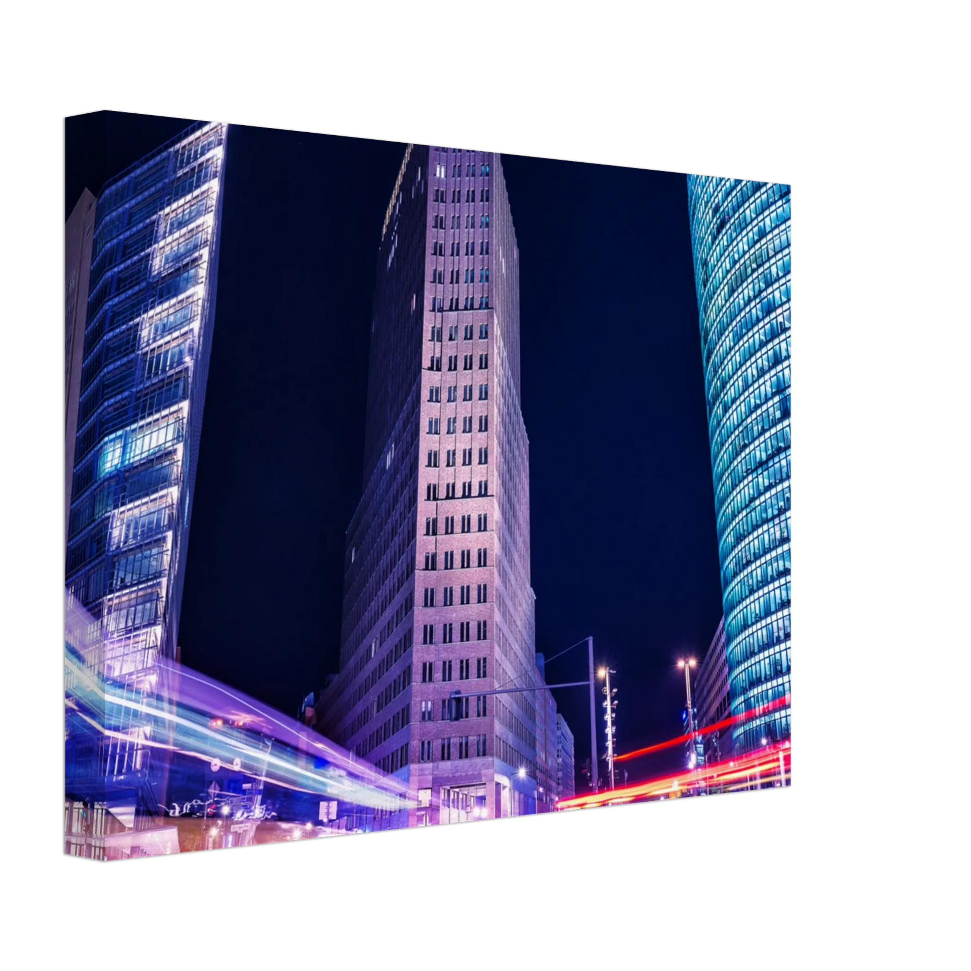 Dekoration mit Charakter. Berlin bei Nacht Canvas Art Print – Premium Textured Wandbild: für stilvolle Raumgestaltung. Eine besondere Bereicherung für jeden Raum.