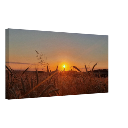 Stimmungsvolle Wandkunst für stilvolle Räume. Landschaftsbild Kunstdruck auf Leinwand – Abendsonne Westerwald: zeitlos und harmonisch. Eine besondere Bereicherung für jeden Raum.