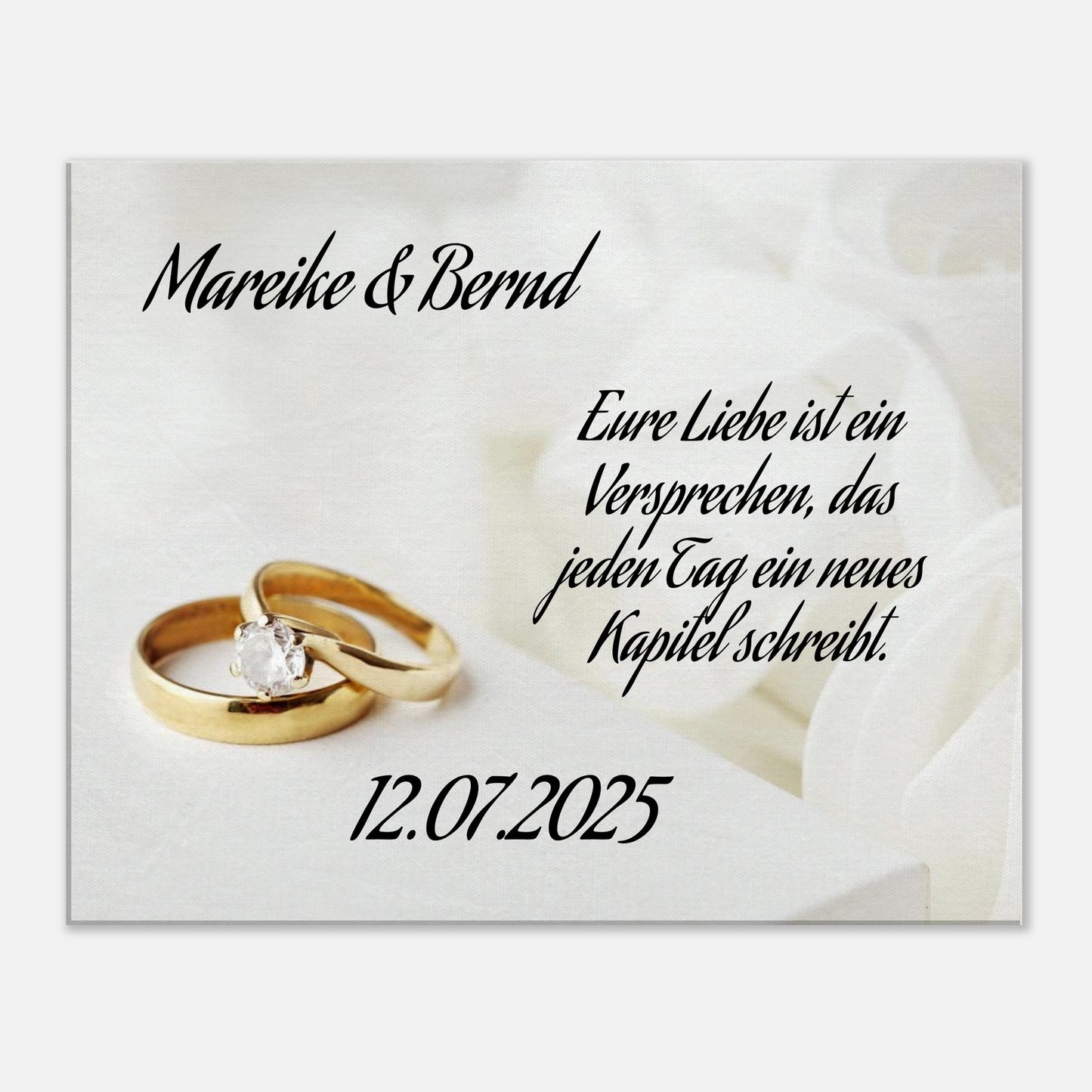 Einzigartige Erinnerung an einen besonderen Tag. Personalisierte Hochzeits-Leinwand – Zeitloser Kunstdruck: ideal als persönliches Geschenk. Eine besondere Geste mit Bedeutung.