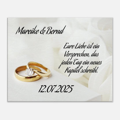 Einzigartige Erinnerung an einen besonderen Tag. Personalisierte Hochzeits-Leinwand – Zeitloser Kunstdruck: ideal als persönliches Geschenk. Eine besondere Geste mit Bedeutung.