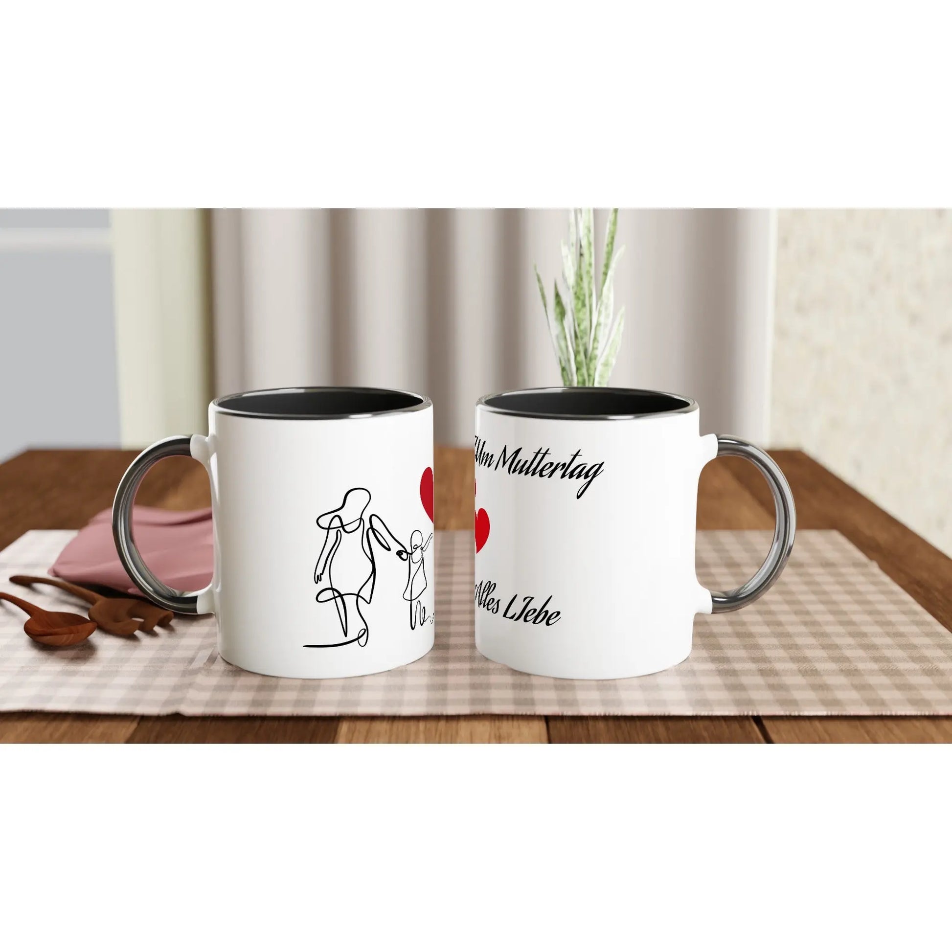 Weiße Keramiktasse 11oz mit Farbe an der Innenseite - Zoey Kunstdrucke