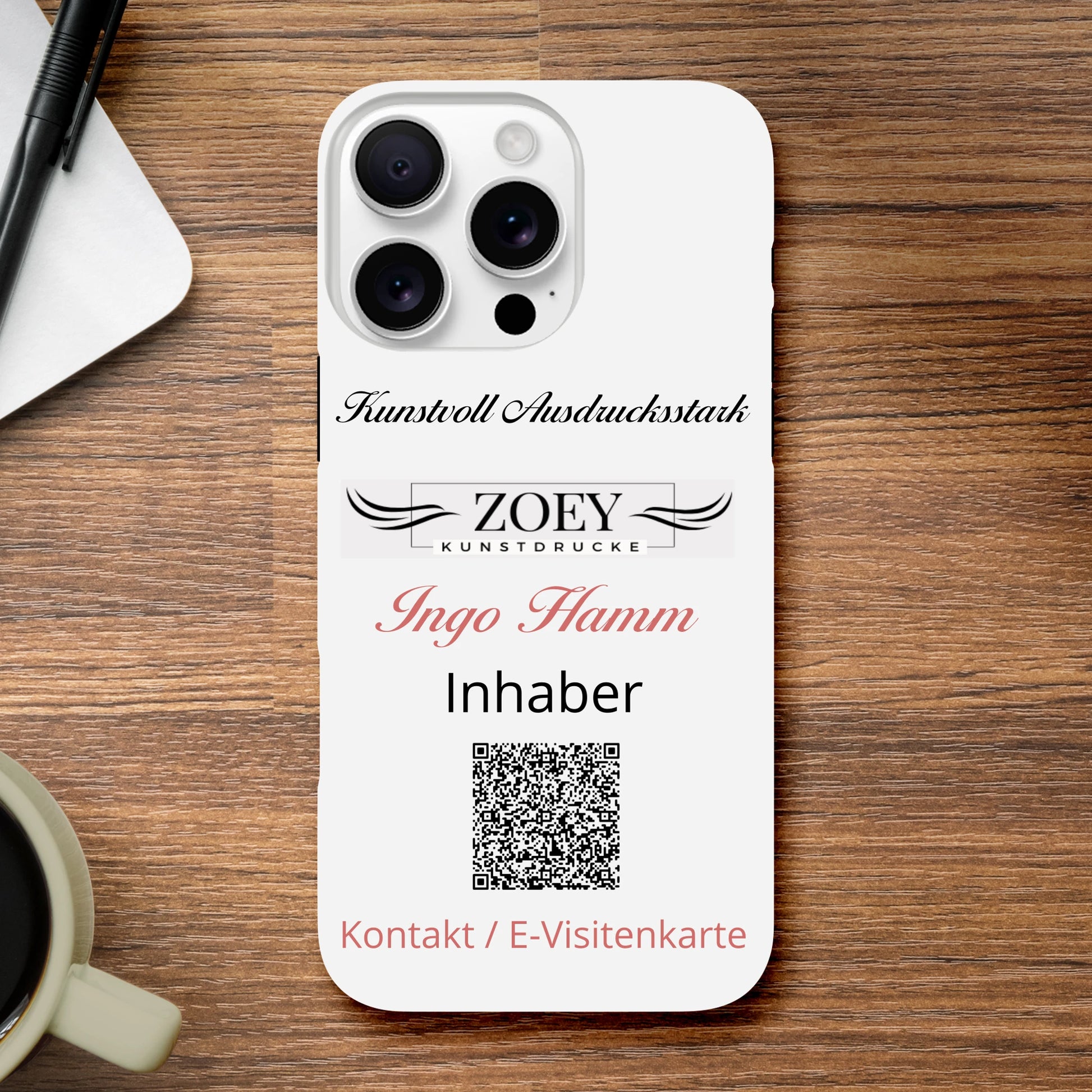 Stimmungsvolle Wandkunst für stilvolle Räume. Hartschalen Phone Case für iPhone – QR-Code Visitenkarte: zeitlos und harmonisch. Schlicht, elegant und wirkungsvoll.