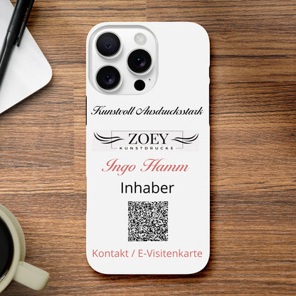 Stimmungsvolle Wandkunst für stilvolle Räume. Hartschalen Phone Case für iPhone – QR-Code Visitenkarte: zeitlos und harmonisch. Schlicht, elegant und wirkungsvoll.