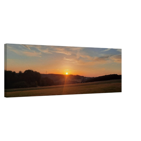 Abendrot in den Hügeln - Landschaftsbild auf Leinwand im Westerwald – Wandbild auf Leinwand für Wohn- und Arbeitsräume