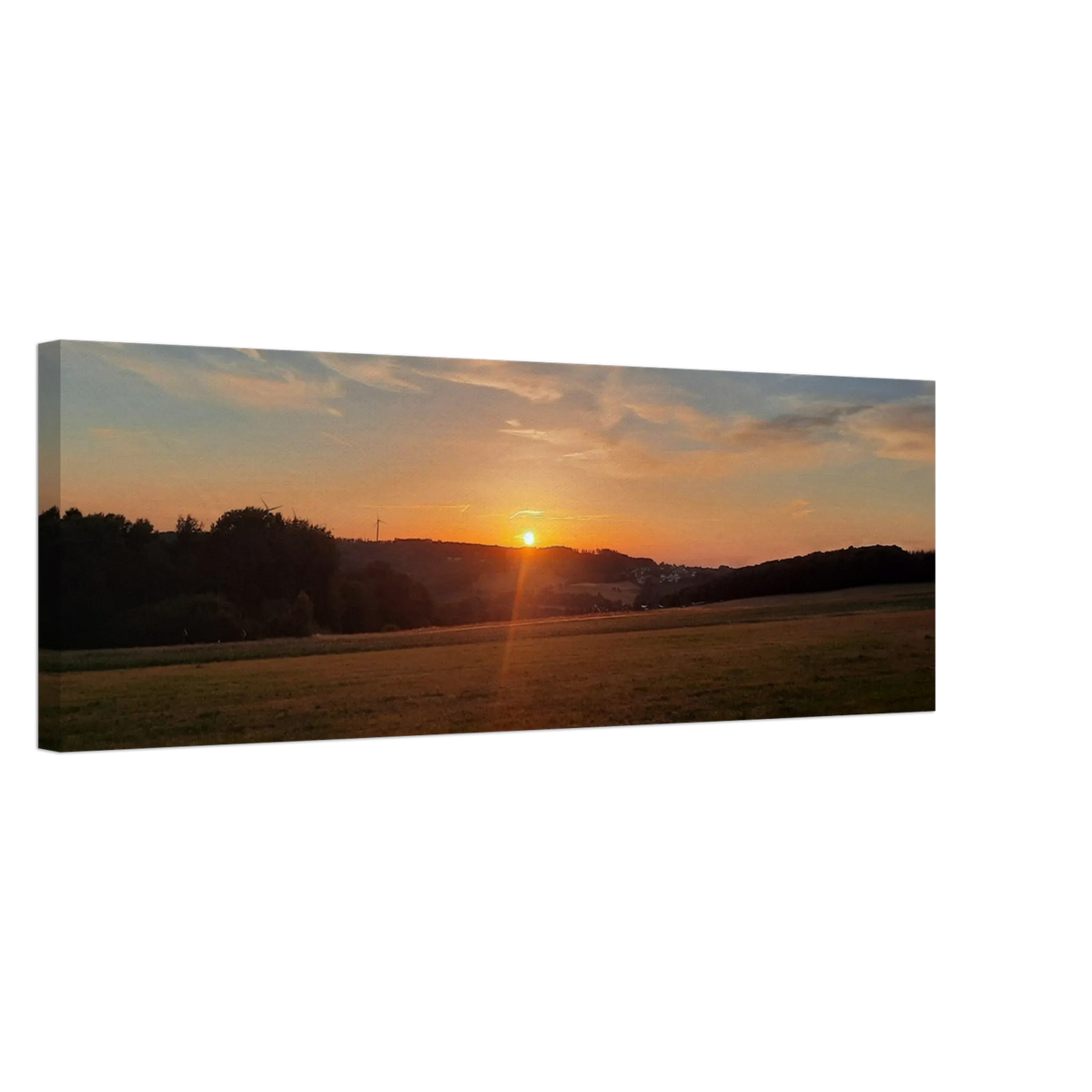 Abendrot in den Hügeln - Landschaftsbild auf Leinwand im Westerwald – Leinwand-Kunstdruck als dekorative Wandgestaltung