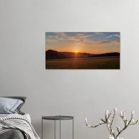 Abendrot in den Hügeln - Landschaftsbild auf Leinwand im Westerwald – Leinwandbild auf Holzkeilrahmen mit Motivdruck
