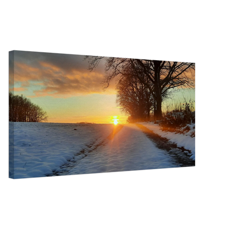 Hochwertiger Kunstdruck auf Leinwand – Abendsonne Westerwald – Wandbild auf Leinwand für Wohn- und Arbeitsräume