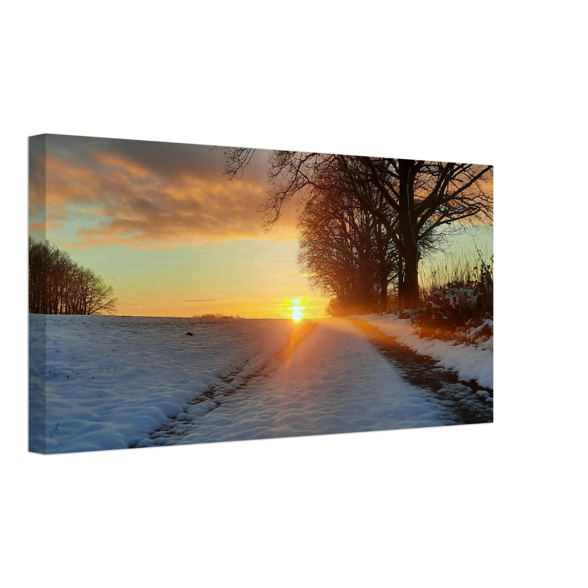 Dekoration mit Charakter. Hochwertiger Kunstdruck auf Leinwand – Abendsonne Westerwald: zeitlos und harmonisch. Schlicht, elegant und wirkungsvoll.