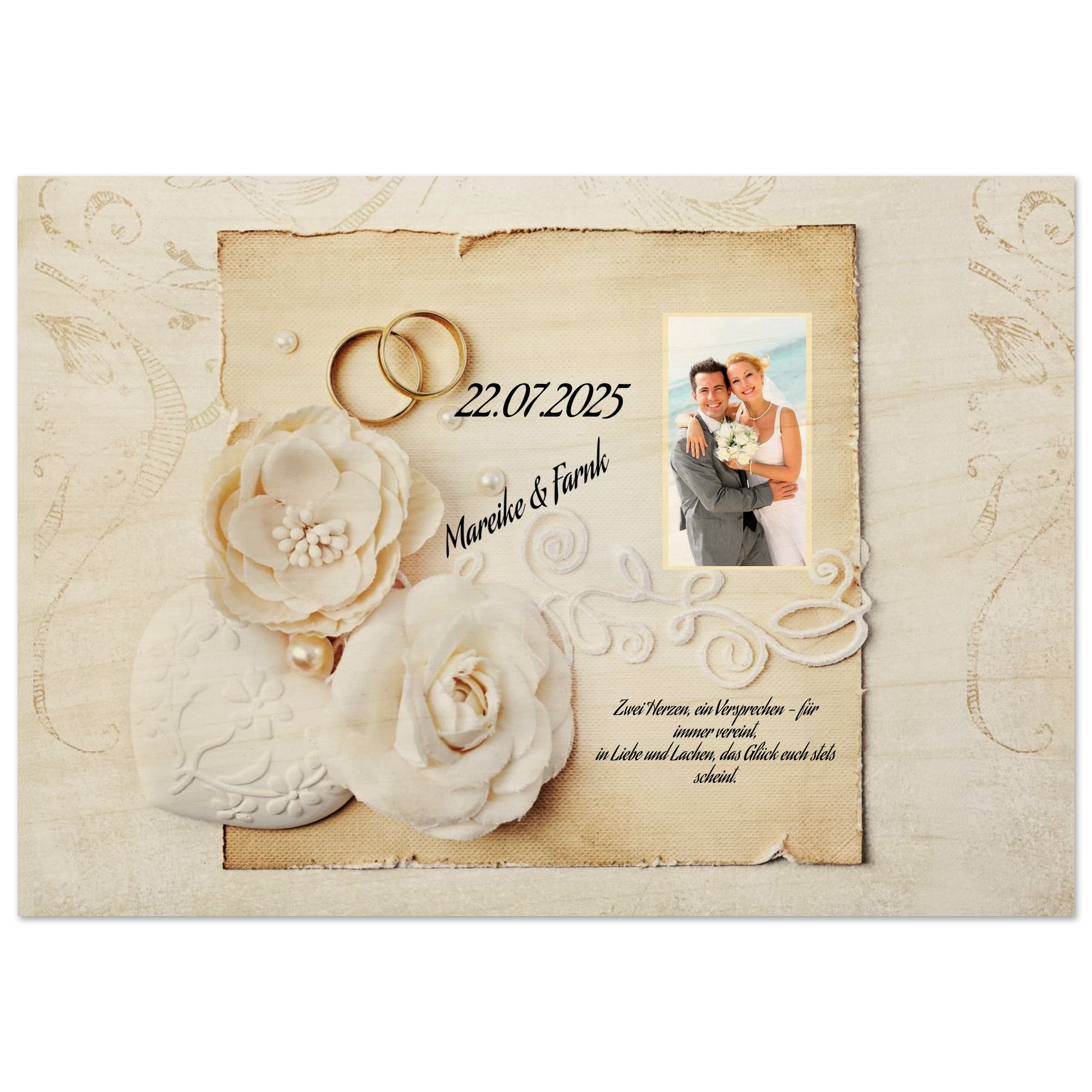 Romantische Dekoration mit emotionaler Tiefe. Geschenk zur Hochzeit - Hochwertiger Holzdruck aus Birkenholz für rustikale Wandkunst: symbolisiert Liebe und Zusammenhalt. Eine besondere Geste mit Bedeutung.