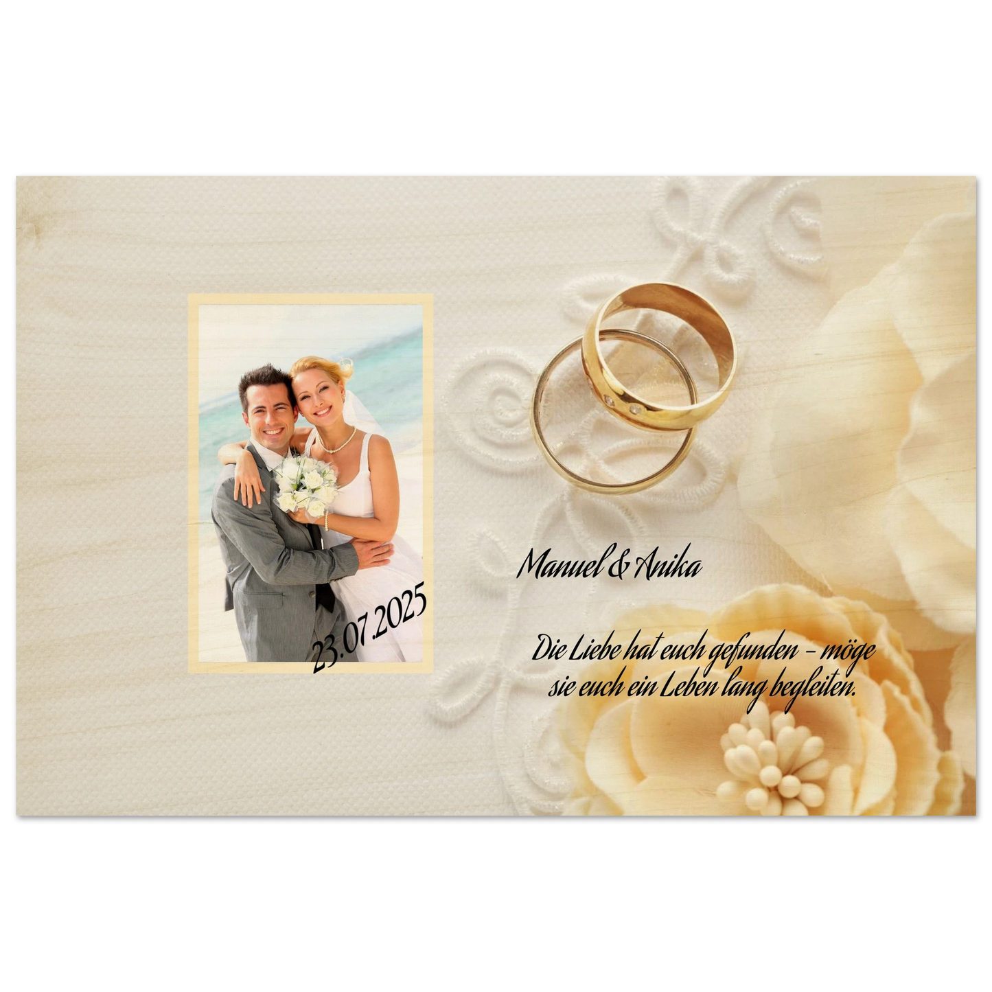 Perfektes Geschenk zur Hochzeit. Persönliches Geschenk zur Hochzeit Holzdruck in 2 Stärken: ideal als persönliches Geschenk. Eine besondere Geste mit Bedeutung.