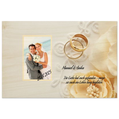 Perfektes Geschenk zur Hochzeit. Persönliches Geschenk zur Hochzeit Holzdruck in 2 Stärken: ideal als persönliches Geschenk. Eine besondere Geste mit Bedeutung.