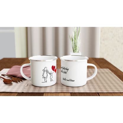 Weiße Emaille-Tasse zum Muttertag personalisieren 💕 - Zoey Kunstdrucke