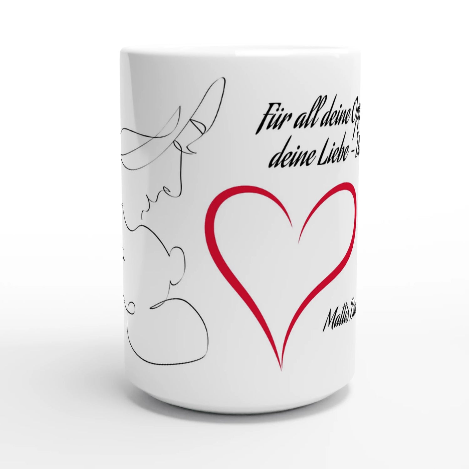 Tasse zum Muttertag mit Herz und einer Mutter mit Kind versehen