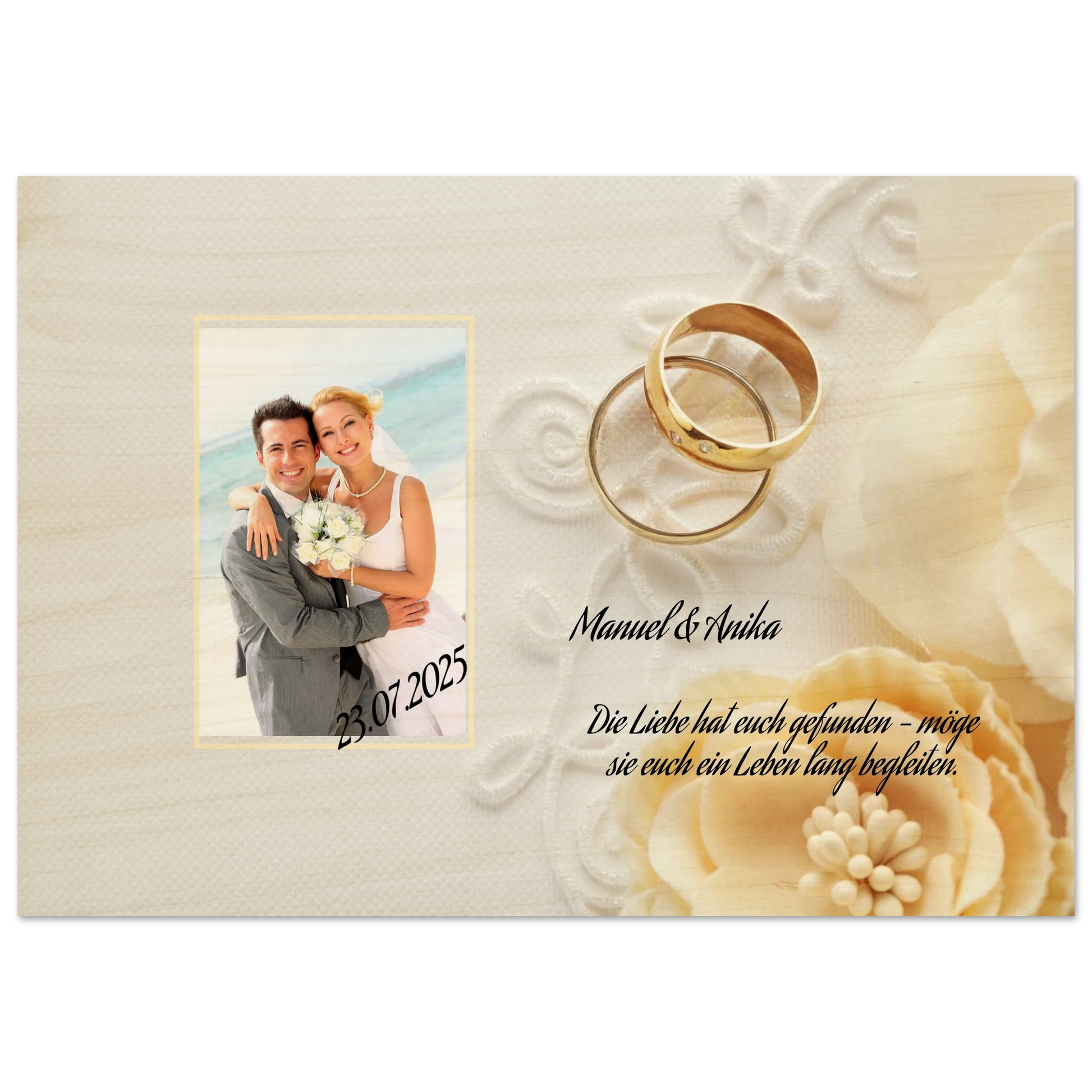 Für ewige Momente voller Liebe. Persönliches Geschenk zur Hochzeit Holzdruck in 2 Stärken: symbolisiert Liebe und Zusammenhalt. Ideal für frisch Vermählte und verliebte Paare.